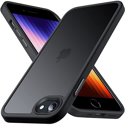 Image of Anqrp Designed for iPhone SE 2022/2020/8 Case - Military Shockproof Slim Translucent Matte Phone Cover, Compatible with iPhone SE 2020/2022/8/7 4.7", Black
