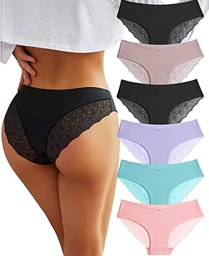 Image of BeReady Seamless Knickers for Women Multipack Lace Underwear Women Brazilian Knickers Sexy Bikini Panties V Waist High Leg Cut Invisible Women's Pants Pack of 6