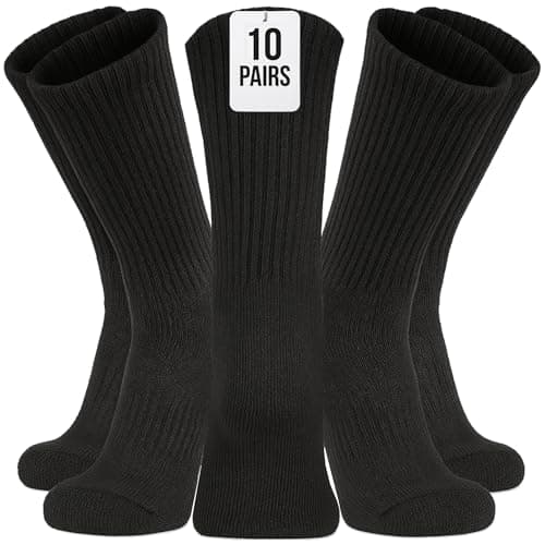 Image of Kensington Men’s Black Sport Socks – 10 Pairs Cushioned Cotton Crew Socks (Size 6–11) for Gym, Work & Everyday Wear