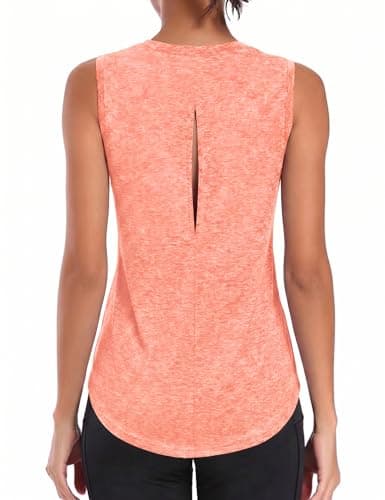 Image of Gyabnw Women's Sports Tank Top Sleeveless Racerback Yoga Vest Lightweight Quick Dry Athletic Gym Workout Tops with Hollow Back Design Orange