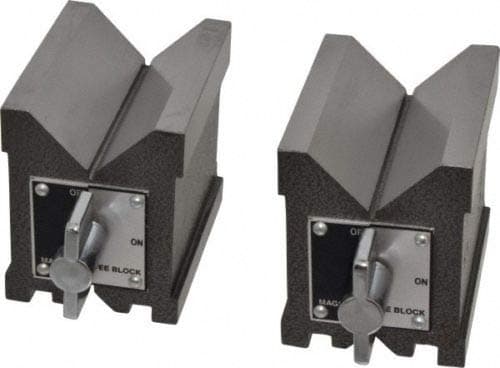 Image of Precision Magnetic Vee Blocks Size 70 x 65 x 50mm V Block Matched Pair Heavy New