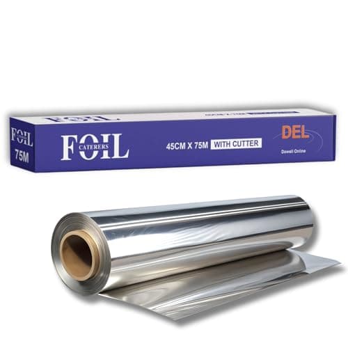 Image of Heavy Duty Catering Aluminium Foil Roll – 45cm x 75m, Extra Strong & Tear Resistant – Ideal for Cooking, Baking, Roasting, Wrapping & Freezing