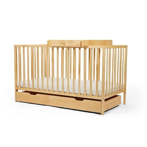 Image of Ickle Bubba Hartley Classic 2-Piece Nursery Furniture Set – Adjustable Height, Under Drawer & Cot Top Changer, Suitable from Birth to 3 Years (Pine, 2 Piece Set)