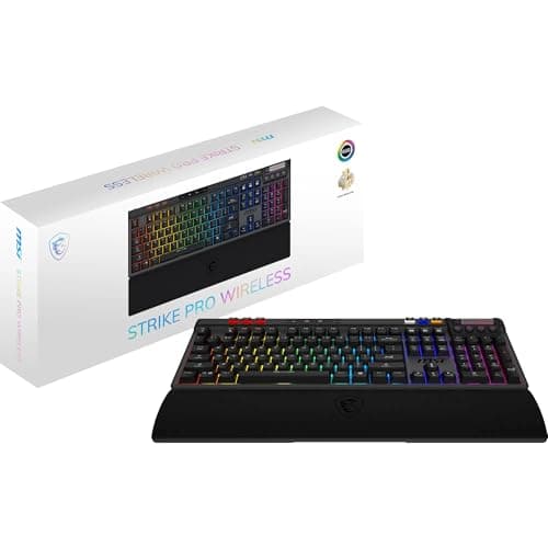 Image of MSI STRIKE PRO WIRELESS, QWERTY, UK Layout - Mechanical Gaming Keyboard, Silent Tactile Switches, Hot Swappable, PBT Keycaps, 2.4GHz, Bluetooth, Per-key RGB Mystic Light, 4200mAh Battery, Full-Sized