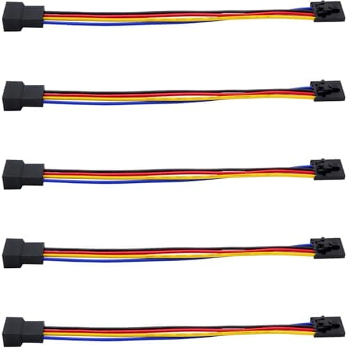 Image of SIXQJZML 5Pcs 5Pin to 4Pin Adapter Cable, PC CPU Fan Connector Converter Interface Conversion Line for 4 Pin Temp Control or 3 Pin Silent Fan, 6.7inch/17cm