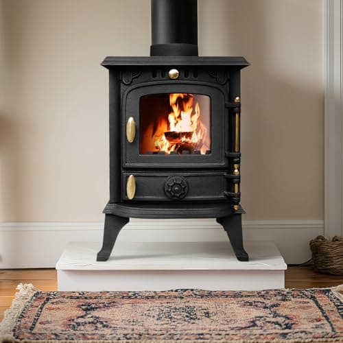 Image of NRG Defra 4.5KW Cast Iron Multi Fuel Stove, High Efficiency Wood Burning Fireplace Heater - Free Standing Indoor Stove for Living Room & Bedroom