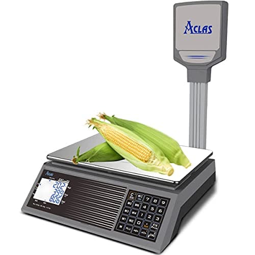 Image of ACLAS Price Scale with Pole 30kg 10g Industrial Weighing Scale - Digital Retail Price Calculating Scale w/LCD Dual Screen Displays for Food, Meat, Deli, Fruit Market