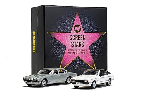 Image of Corgi Diecast Model Cars - CC91992 Ford Capri Mk2 2.0S and Jaguar XJ6 Series 2, Men, Women & Kids Souvenir Gifts from UK - Small Die Cast Toy Car Models for Boys, Gift for Motor Enthusiasts