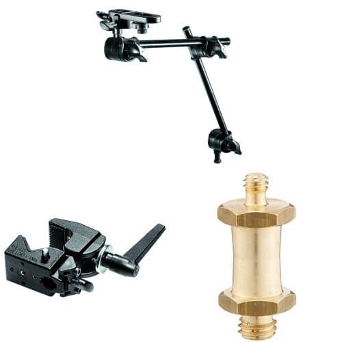 Image of Manfrotto Single Arm 2 Section with Camera Bracket + Super Clamp without Stud + 037 Camera Mounting Stud