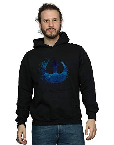 Image of Absolute Cult Star Wars The Rise Of Skywalker Resistance Symbol Wave Men's Hoodie Black X-Large