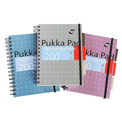 Image of Pukka Pad Executive Ruled Wirebound Project Book A5 (Pack of 3) 6336-MET