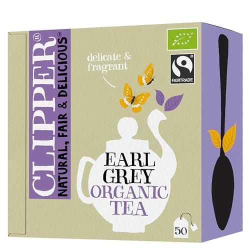 Image of Clipper Organic Earl Grey Tea Bags | Box of 50 Envelop String & Tag Teabags | Organic | Eco-Conscious, Fair Trade Tea | Natural, Unbleached, Plant-Based, Compostable & Biodegradable Tea Bag