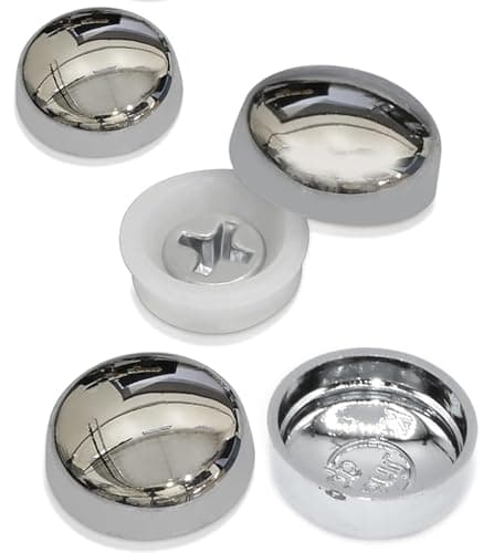 Image of SISI UK Small Chrome Dome Screw Cover Caps for 6g & 8g Mirror Screws Fixing Screw Cover Caps for No 6-8 Gauge Screws Decorative Cap Covers Mirror Screws Firm Clip-On Type Cap Covers Pack of 10.