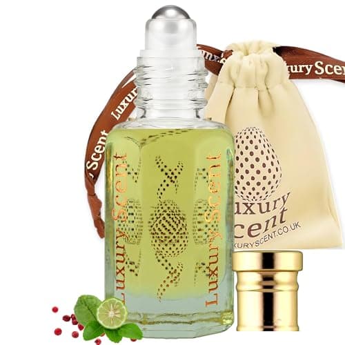 Image of Perfume Oil Blue Leather Roll-On 12ml – Spicy Musky Arabian Attar with Bergamot, Grapefruit, Pink Pepper, Tobacco & Vetiver – Long-Lasting Unisex Premium Fragrance by Luxury Scent