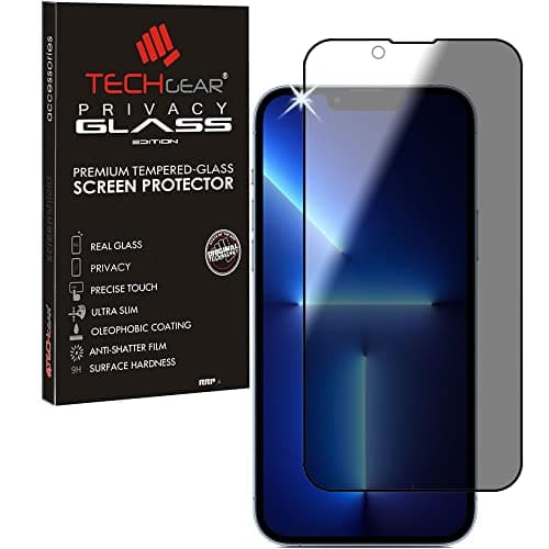 Image of TECHGEAR Privacy Screen Protector for iPhone 17e (2026), 16e (2025), iPhone 14, 13 & 13 Pro - 3D Full Coverage Anti Spy Tempered Glass [Full Adhesion]