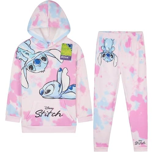 Image of Disney Stitch Tracksuit Girls Hoodie Joggers 2 Pcs Tie Dye Outfit Set Loungewear Activewear Teen Clothing Stitch Gifts for Girls (13-14 Years, Multi Tie Dye)