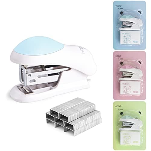 Image of NEBURORA Mini Effortless Desktop Staplers with 400 Standard 24/6 Staples, 2-24 Sheet Capacity, Includes Built-in Staple Remover, Cute Stapler Gift for Student and Office Use, 3 Colors Options