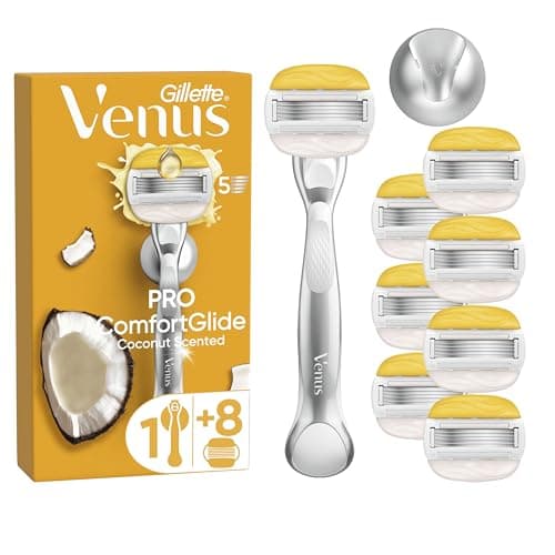 Image of Gillette Venus Comfortglide Coconut plus Olay Women's Razor- 8 Blades, 5 blades for a smooth, close shave that lasts