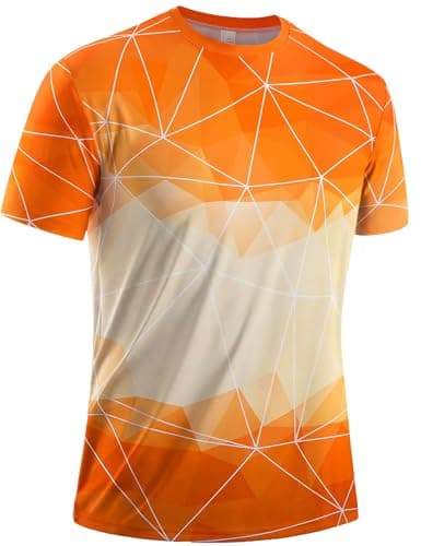Image of Gaiatiger Men's T-Shirt Breathable Sport T Shirt Quick Dry Running Short Sleeve Gym Athletic Top-T5060-Orange Yellow-2XL