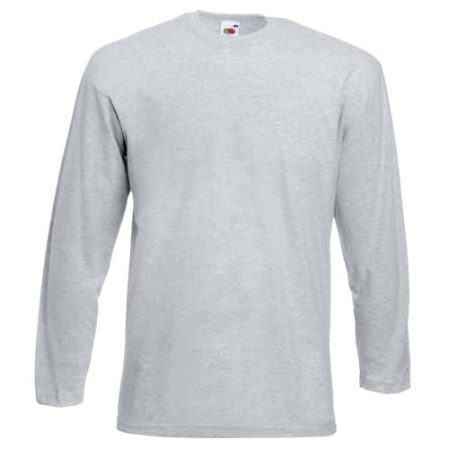 Image of Fruit of the Loom Mens Valueweight Crew Neck Long Sleeve T-Shirt (5XL) (Heather Grey)
