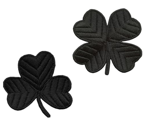 Image of 2 PCS Black Irish Clover Lucky 4 Leaf Easter Embroidered Patch Hook and Loop Applique Emblem Patches for Uniforms,Pouch,Vest,Clothes,Armband,Backpack,Jacket,Jeans