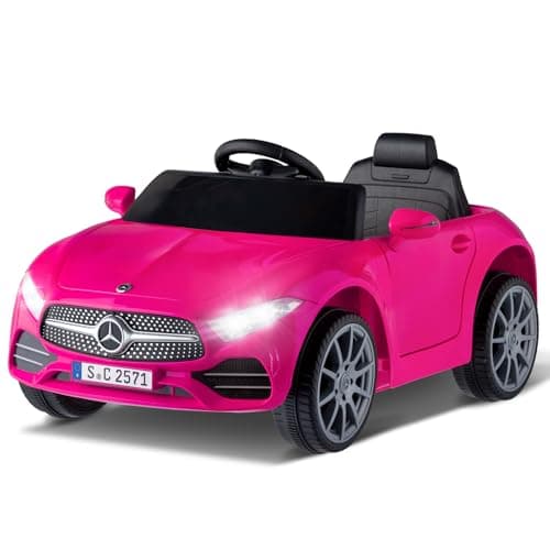 Image of Karl home Licensed Mercedes Benz CLS 350 Electric Car for Kids, 12V Battery Powered Electric Ride on Toy Car with Remote Control, Music, LED Lights, Soft Start, Pink