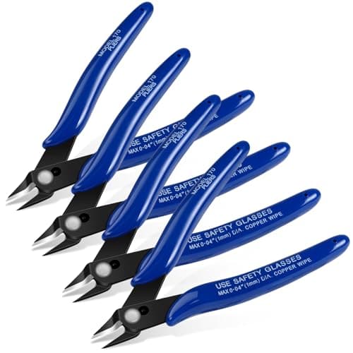 Image of Ainiv 4PCS Micro Wire Cutter, Spring-Loaded Side Cutting Pliers Flush Cutters, Precision Diagonal Cutting Pliers in CRV Steel, Wire Snips for Electrical, Homes, Craft, Jewellery, 3D Print Models-Blue