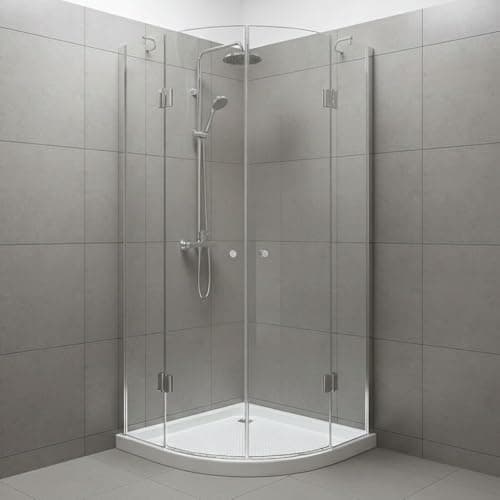 Image of Durovin Bathrooms Quadrant Shower Enclosure, Double Hinged Door, 8mm Safety Glass (800 x 800mm)