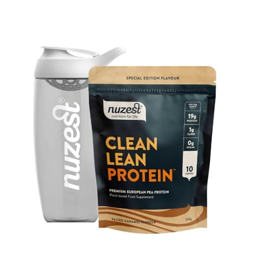 Image of Nuzest Clean Lean Protein 250g Salted Caramel Vegan Protein Powder + Sports Shaker Bottle