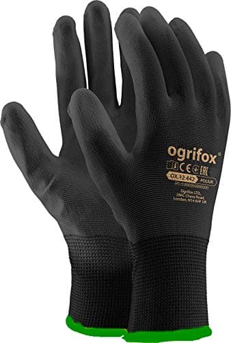 Image of 24 Pairs PU Coated Black Nylon Work Gloves. Gardening, Builders, Mechanic (S (7))
