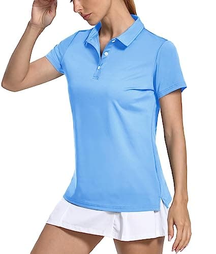 Image of KEFITEVD Women's Summer Polo Shirts Short Sleeve Golf Tennis Top UPF 50+ Quick Dry Sport Polo Shirt,Waterfall Blue,S