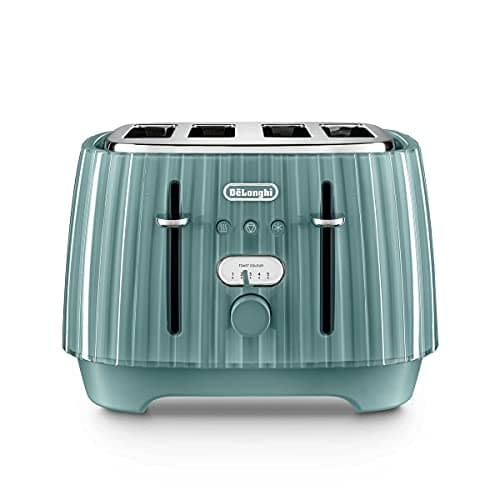 Image of De'Longhi Ballerina Toaster, 4 Slot Toaster, Reheat, 5 Browning Settings, Defrost and Cancel Functions, Pull Crumb Tray, CTD4003.GR, 1800W, UK PLUG, Green