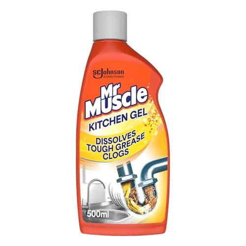 Image of Mr Muscle Kitchen Drain Unblocker Liquid (500ml), Sink & Drain Cleaner, Strong & Fast Acting Heavy Duty Gel, Dissolves Clogs, Works 3x Better Than Bleach, Safe for All Pipes