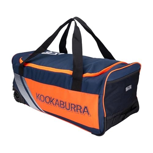 Image of Kookaburra 9500 Wheelie Cricket Bag - Navy & Orange, 700mm x 310mm x 280mm