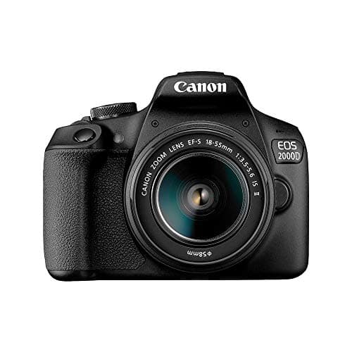 Image of Canon EOS 2000D DSLR Camera and EF-S 18-55 mm f/3.5-5.6 IS II Lens, Black (Renewed)