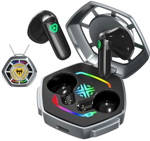 Image of ANCwear Gaming Wireless Earbuds with LED Lights – TWS Bluetooth Headphones for Teens, Customisable Case with Stickers – Touch Control, USB-C Charging, 20H Playtime, for Gamers & Tech Lovers