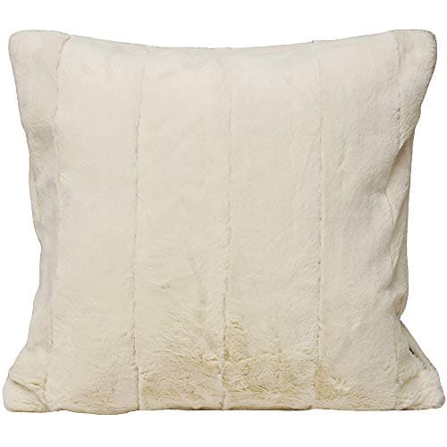 Image of Paoletti - Empress Square Filled Cushion Super Soft Faux Fur-Reversible-Zip Closure-Machine Washable-100 Case (18" x 18" inches), Polyester, Cream, 45 x 45cm