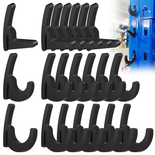 Image of Haiouus Universal Hooks - 7 x L/7 x J/7 x Pcs Long J Hook, Approximately 40 lbs. Capacity Compatible with Garage Shelving & Industrial Storage Racks and Other with Keyhole Slots