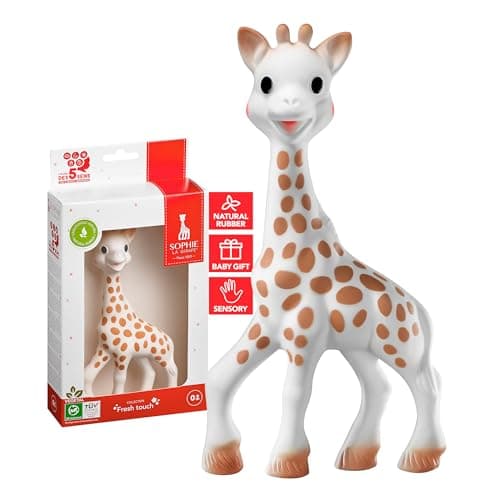 Image of Sophie la girafe Baby Teether – 100% Natural Rubber Teething Toy – Handmade in France – BPA-Free, Non-Toxic, Vegan, Sensory Stimulating Teether for Newborns 0+ Months