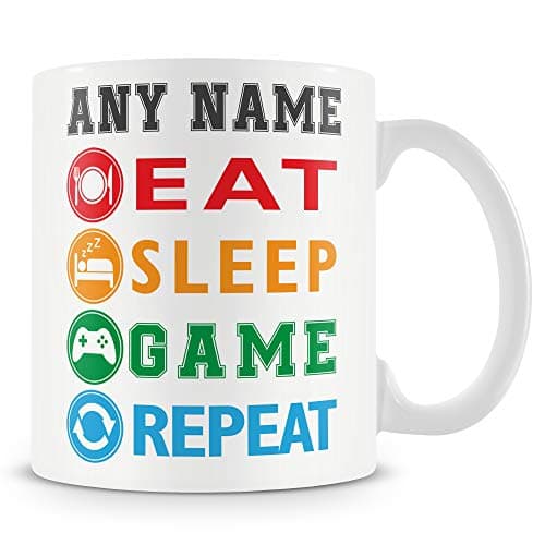 Image of Gaming Mug - East Sleep Game Repeat Personalised Gamer Cup