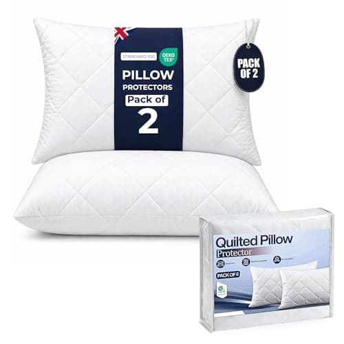 Image of Quilted Pillow Protectors Pack of 2 | OEKO-TEX Certified & Microfibre Pillow Protector with Envelope Closure | Machine Washable, Breathable & Dust Mite Proof Pillowcase Protectors (2 Pack, 50X75cm)