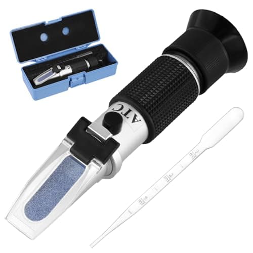 Image of QWORK® 4-in-1 Antifreeze Refractometer with Automatic Temperature Compensation for Antifreeze + Battery Fluid + AdBlue(DEF) + Windshield Washer Fluid