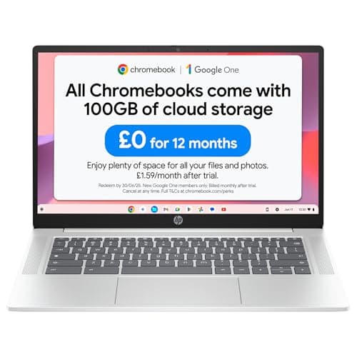 Image of HP Chromebook 14" | Intel N100 Processor | 8 GB RAM | 128 GB Flash Storage | Intel UHD Graphics | FHD Display | Up to 12.25 Hours Battery | Chrome OS | Dual Speakers | Glacier Silver | 14a-nf0003sa