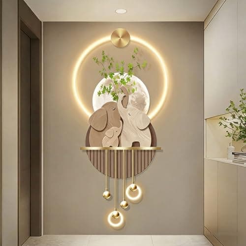 Image of OEPCHEFACX LED Light Decor Wall Art,3D Wall Art,crystal porcelain painting, Suitable for Entryway Living Room Home Decoration.acrylic paired with metal tubing(G 2,150 * 60cm/61.8 * 27.6in)
