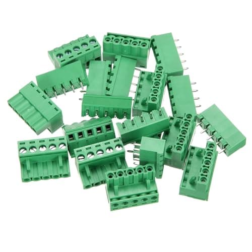 Image of sourcing map 10 Pcs 5 Pin 5.08mm Pitch PCB Mount Screw Terminal Block Connector Plug Socket Panel Mount Pluggable Type Connector 300V 20A for 24-12AWG Cable