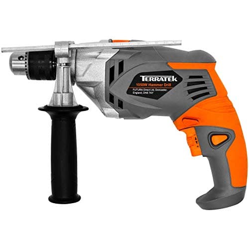 Image of Terratek Corded Hammer Drill 1050W Variable Speed 0-3100RPM, 2 in 1 Hammer Drill & Electric Drill Function for Concrete, Steel & Wood with Auxiliary Handle Included