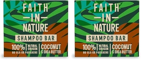 Image of Faith In Nature Natural Coconut & Shea Butter Shampoo Bar, Hydrating, Vegan & Cruelty Free, Paraben and SLS Free, for Normal to Dry Hair, 85g (Pack of 2)