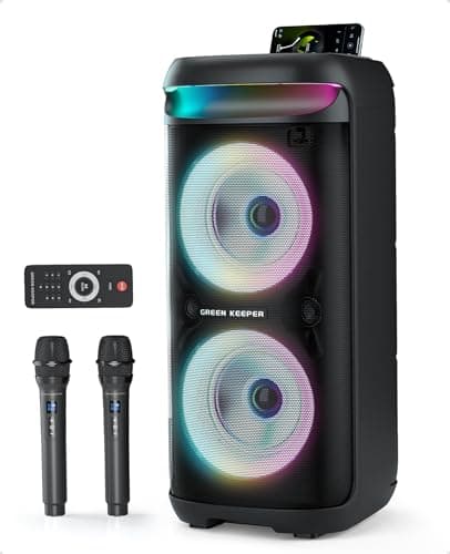 Image of GKD60 Karaoke Machine with 2 Wireless Microphones for Adults, Portable Bluetooth Party Speaker, 500W Peak Power PA System with LED Disco Lights, 6.5'' Speaker Big Sound, 8000mAh Battery for Outdoor