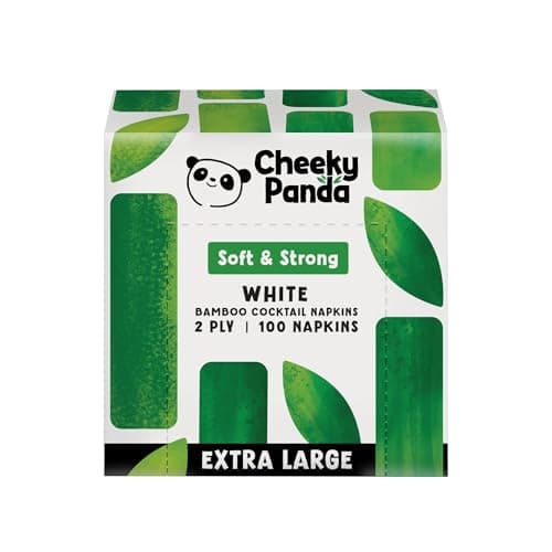 Image of The Cheeky Panda Bamboo Large Paper Napkins | Pack of 100 White Napkins Disposable | 40 x 40cm | 2 Ply Paper Serviettes