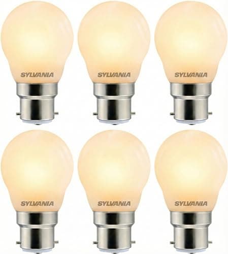Image of SYLVANIA G45 Mini Globe LED Light Bulbs, B22, 4.5W, 470 Lumens, Warm White 2700K- 6 Pack